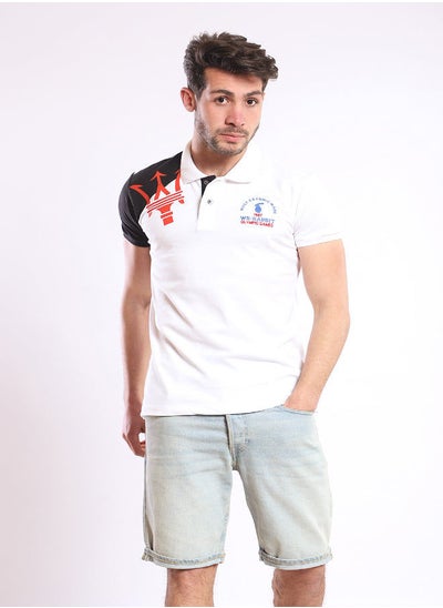 Buy White Collar Hips Length Red Polo Shirt in Egypt