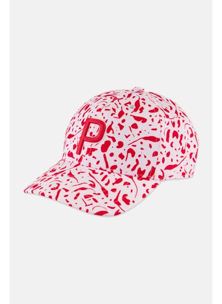 اشتري Women Allover Print Adjustable Cap, White/Red في الامارات