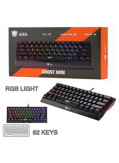 Buy ASA 60% Wired RGB Mechanical Gaming Keyboard, 62 Keys Compact Mechanical Gaming Keyboard with Brown and Blue Switches, Professional Driver Support, Black in Saudi Arabia