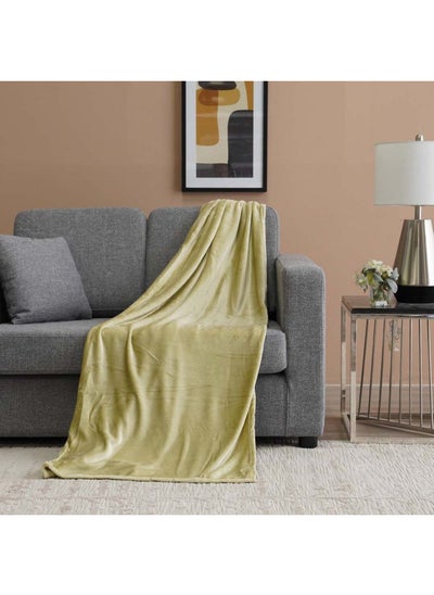 Buy AW23 Solid Flannel Single Blanket 150x200 Cm Light Green in UAE