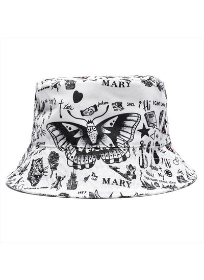 Buy Harry Tattoo Bucket Hat Summer Concert Outfit Cap Merch White in UAE