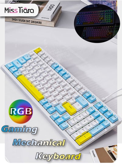 اشتري 100 Key RGB Backlit Gaming Mechanical Keyboard Custom Gaming Gasket Structure Wired Hot-Plug Gaming Mechanical Keyboard Blue Switches Both for Gaming and Office في الامارات