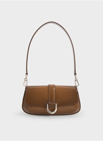 اشتري CHARLES & KEITH Crossbody Bag Gabine Leather Elongated Shoulder Bag - Brown في الامارات