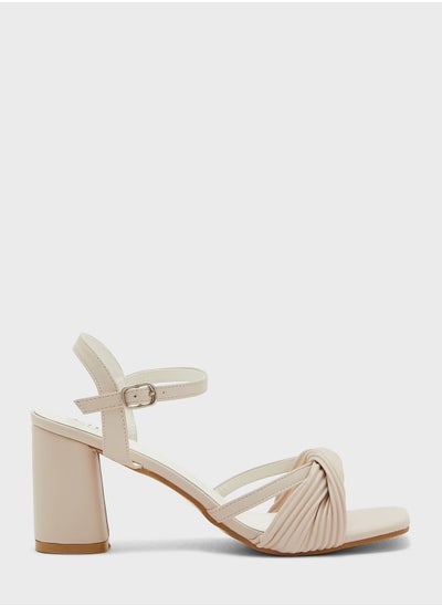 Buy Pleated Twist Front Ankle Strap Sandal in Saudi Arabia