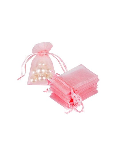 اشتري 100Pcs Tiny Organza Jewelry Bags 2X3 Inch Little Pink Mesh Drawstring Gift Pouches For Candy Sample Party Favors في الامارات
