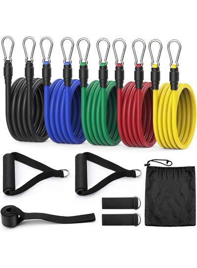 Buy Resistance Bands Set Exercise Resistance Bands for Workout with Pull Up Handle Door Anchor Foot Ankle Straps Waterproof Carry Bag for Home and Gym Training in Saudi Arabia