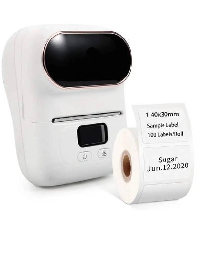 اشتري M110 Portable Thermal Label Printer Bluetooth Connection Apply For Labeling Shipping Office Cable Retail Barcode And More with 1 40×30mm Label Roll White في الامارات