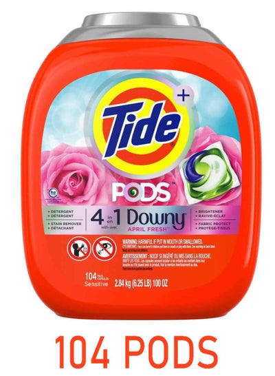 Buy 104-Piece 4-in-1 Automatic Laundry Detergent Sensitive Pods With Downy April Fresh Softener 2.84 kg in UAE