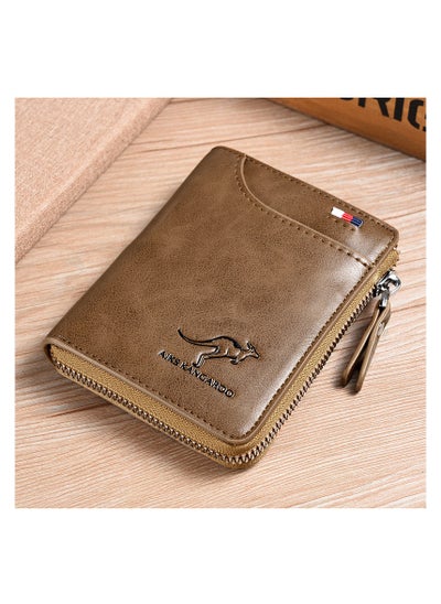 Buy Leather Wallet Men Purse With Zipper Short Wallet in UAE