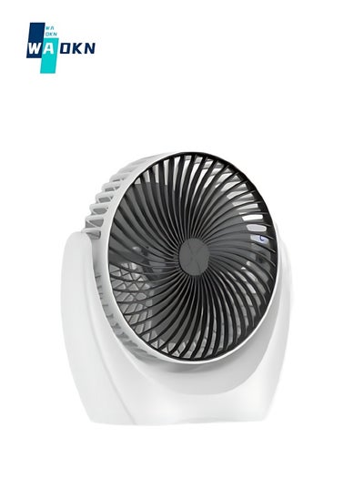 اشتري 1200mAh Battery Mini Dorm Room Desk Fan, Portable USB Air Circulation Desk Fan, 210° Adjustable Tilt, 2 Speed Settings, Home, Office, Bedroom Small Fan (White & Black) في الامارات