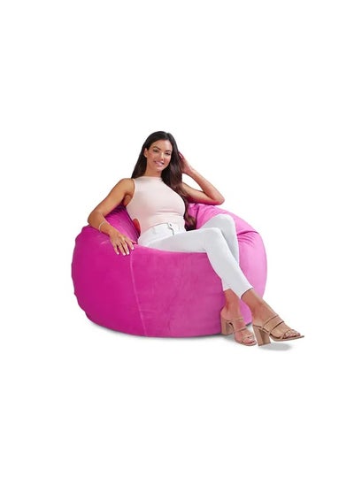 Buy Comfy Large Soft & Fluffy Classic Pink Velvet Bean Bag With Bouncy Beans Filling in UAE