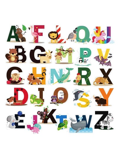 اشتري Dekosh animal alphabet kids wall decals peel & stick educational baby stickers for playroom classroom decoration في الامارات