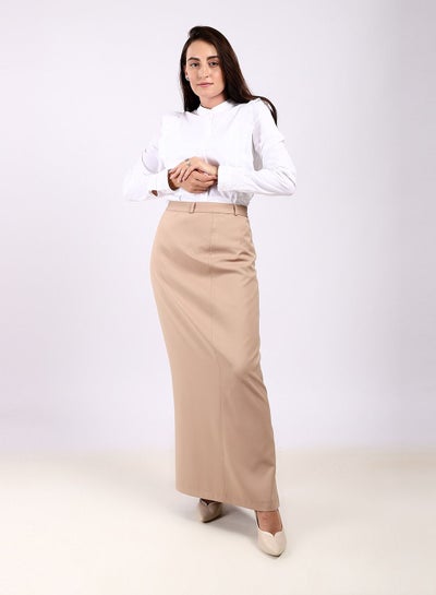 Buy Straight Cut Front Slit Skirt - Beige in Egypt