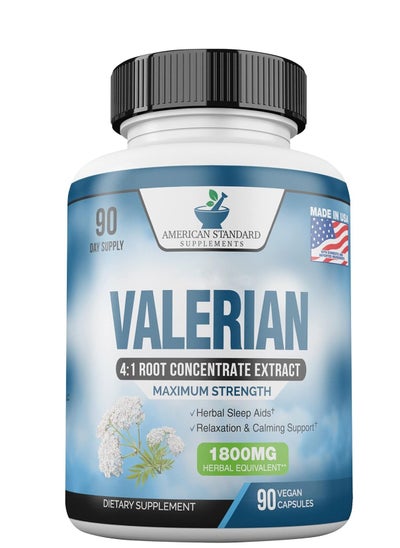 Buy Valerian Root Capsules Organic 1800mg, Valerian Root, Valerian, Organic Valerian Root, Organic Valerian Root Capsules for Relaxation, Calm and Sleep Health,90 Veggie Capsules, 3 Month Supply in UAE