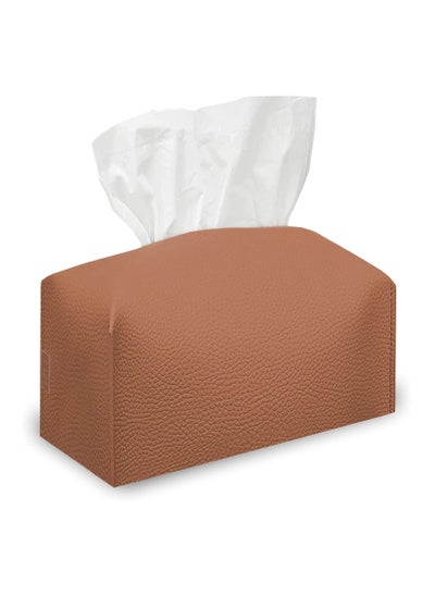 Buy Leather Tissue Box Cover (Caramel) in UAE