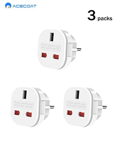 Buy 3 Packs EU Travel Plug Adapter,UK to European Power Converter Wall Charger Type G to Type C, E, F for Spain, France, Italy, Portugal, Germany, Netherlands, Greece, Poland, Turkey and More,White in Saudi Arabia