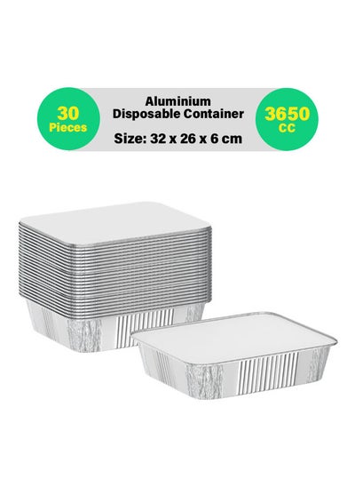 Buy 30-Pcs Disposable Aluminum Food Containers with Lid 3650 CC in UAE