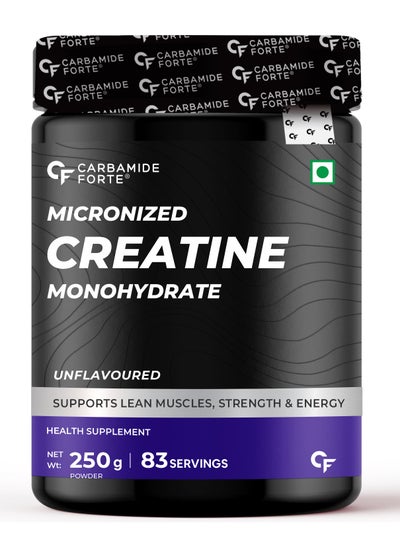 Buy Carbamide Forte Micronised Creatine Monohydrate Powder Creatine Supplement for Lean Muscle Volumization, Strength & Energy - Unflavoured - 83 Servings - 250g in UAE