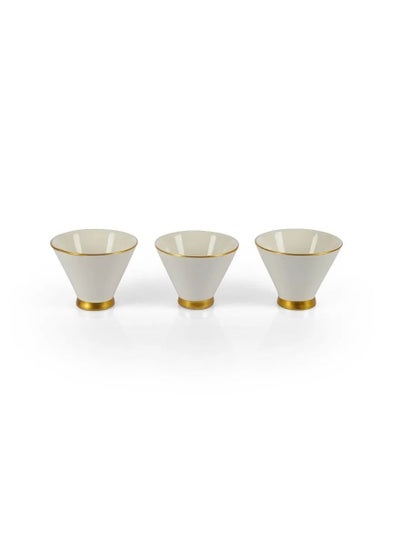 Buy A set of white porcelain Arabic coffee cups with a golden line 6 pcs in Saudi Arabia