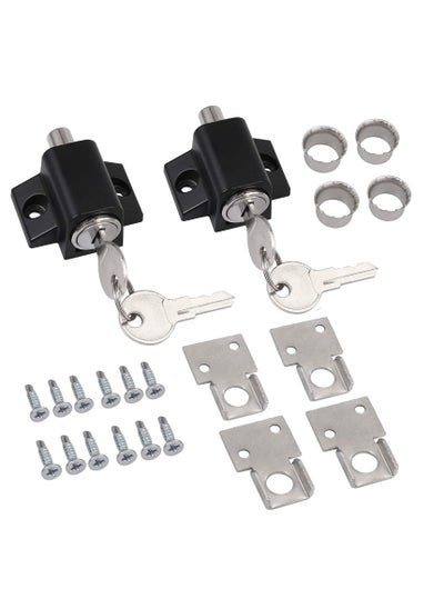 اشتري Sliding Patio Lock, Door Lock Reinforcer Privacy Door Latch, Sliding Patio Lock Sliding Patio Door Latches Set, Security Lock Window and Patio Door Window Bolt Sliding Universal Locks 2Pcs Black في الامارات