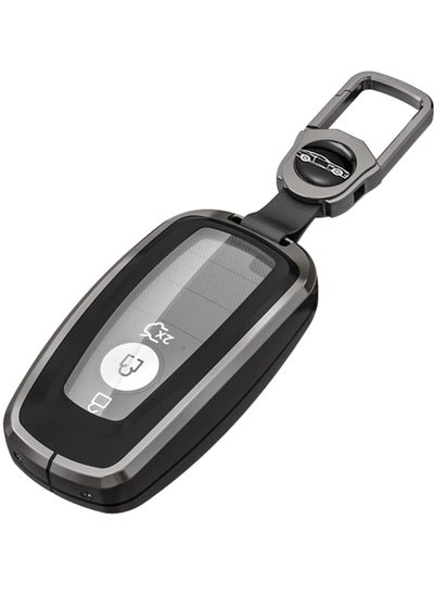 اشتري غطاء مفتاح Ford Key Fob مع سلسلة مفاتيح جلدية، غطاء معدني ناعم من مادة TPU للحماية الكاملة لمفتاح Ford 2017-2023 Explorer Fusion Mustang Escape F150 F250 F350 F450 F550 Edge 3 4 5 أزرار التحكم عن بعد الذكي في الامارات