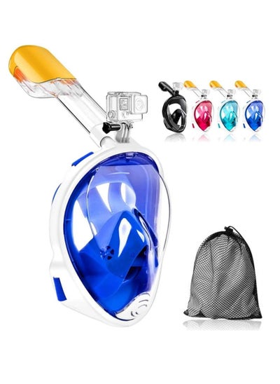 Buy SportQ 180 Degree Full Face Snorkeling Mask with Detachable Camera Holder, Anti-fouling, Adjustable Head Straps, Professional Snorkeling Set for Adults and Youth blueS/M in Egypt