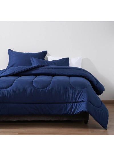 اشتري 3 Piece Riva Satin  Comforter Set 230X260Cm - Navy في الامارات