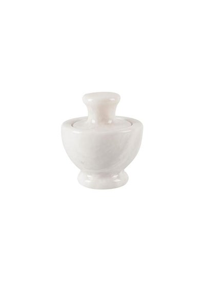 Buy Big white Marble Mortar & Pestle Set, 4 x4.5 Inches Grinder Set | Grinder for Spices, Pill Crusher. Marble Kitchen Accessories & Seasoning Set Avocado Masher & Mushroom Grinder in UAE