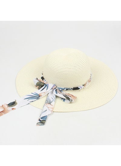 Buy New Hat Children's Fashion Print Ribbon Beach Sunshade in UAE