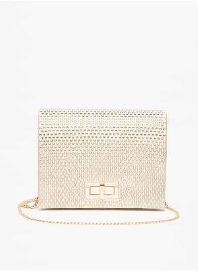 اشتري Embellished Clutch with Twist Clasp and Chain Strap في الامارات