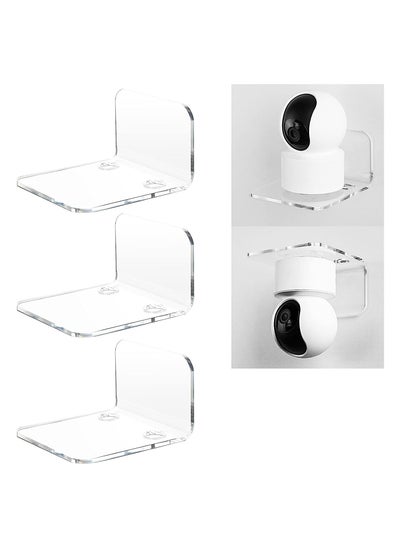 اشتري Acrylic Floating Wall Shelves Set of 3 for Security Cameras Baby Monitors Speakers Universal Small Wall Shelf with Cable Clips 10 Piece Strong Tapes في السعودية