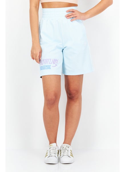 Buy Women Sportswear Fit Brand Logo Training Short, Light Blue in UAE