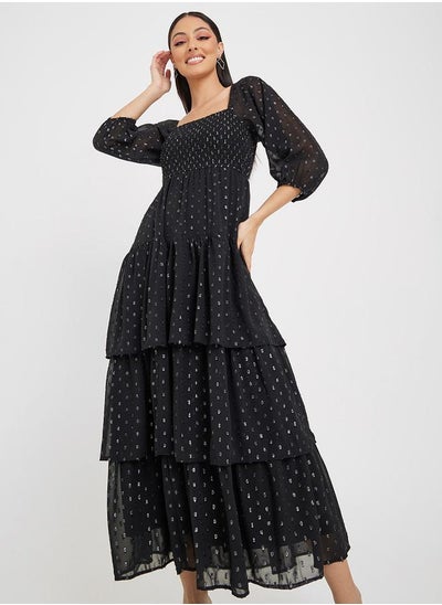 اشتري Lurex Textured Tiered Maxi Dress في السعودية