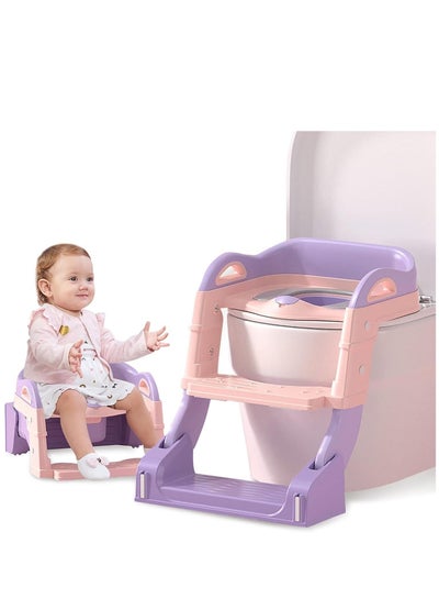 Buy Kids Potty Training Seat, Foldable Toilet Seat with Non-Slip Ladder, 3-in-1 Toilet Chair for baby kids  Potty Seat (Pink) in Saudi Arabia