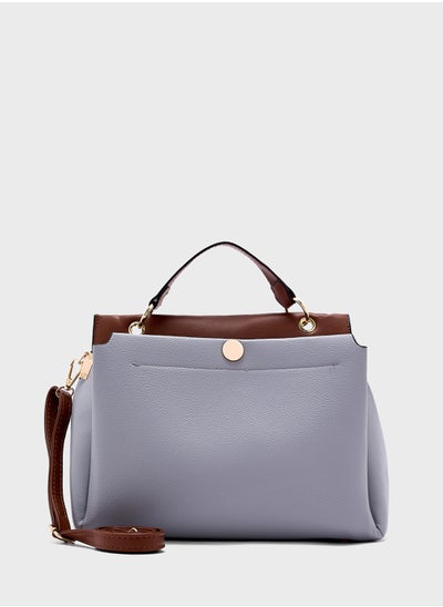 اشتري Top Handle Bag With Contrast Panel في الامارات