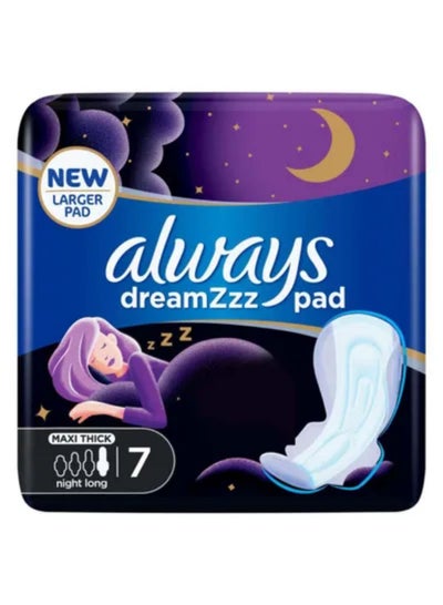 Buy Dreamzz Pad Clean And Dry Maxi Thick Night Long Sanitary Pads with Wings 7 Count in UAE