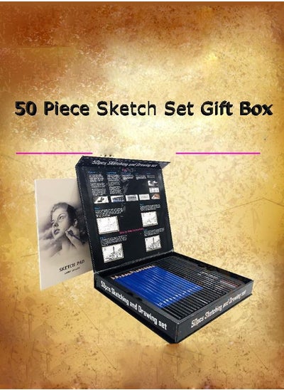 Buy 50-Piece Professional Drawing Set with 50 Drawing Pads, Graphite Drawing Pencils and Sketch Set in UAE