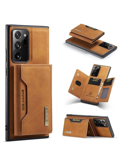 Buy Wallet Case for Samsung Galaxy note 20 Ultra, DG.MING Premium Leather Phone Case Back Cover Magnetic Detachable with Trifold Wallet Card Holder Pocket (Brown) in Egypt