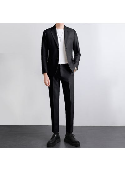 Buy High-end Suit for Boys Light Mature Korean Style Casual Slim-fit Coat Spring and Autumn Fashionable Single Top for Working Youth Black [suit]] in UAE