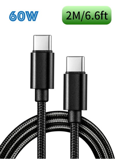 Buy USB C Cable 2M 6.6ft, Braided Power Type C Cable USB C to USB C PD Fast Charging Cable 60W USB-IF Certified for iPhone 15 Series, MacBook, iPad, Samsung, XiaoMi, Pixel ,Mobile, Laptop, PS5, Camera, DJ Pocket in UAE