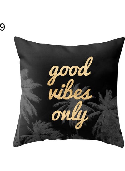 Buy Scenery Printed Pillow Cover Black/Gold in UAE