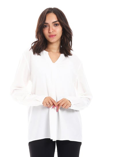 اشتري Women Casual Roll Up Sleeves Shirt - White في مصر