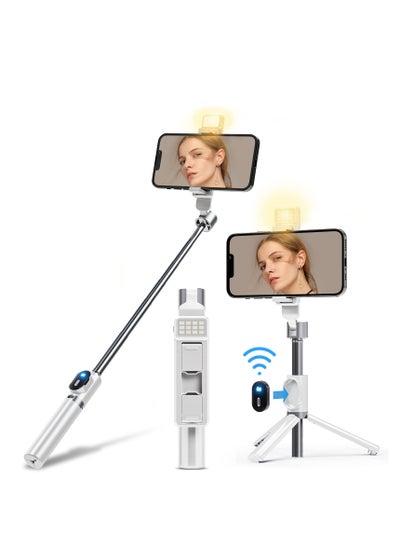 اشتري Selfie Stick for iPhone Wireless Bluetooth Tripod Selfie Stick with LED Light Detachable Remote 360 Rotation في الامارات