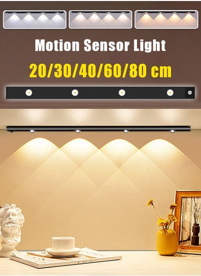 Buy Motion Sensor Light - Under Cabinet Light - White Light, Warm Light, Natural Light - Rechargeable Night Light for Kitchen, Staircase, Bedroom, Drawer in Saudi Arabia