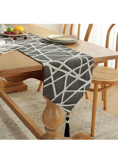 Buy Table Runner, Long Modern AB Side Table Runner, Linen Black and Grey Runner with Tassels, Modern Holiday Coffee Table Runner, 32.5 X 180cm in Saudi Arabia