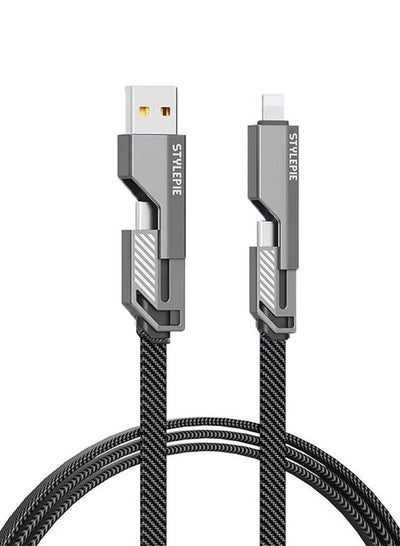 Buy 4-in-1 USB C Cable, Multi Fast Charging Cable, USB-C to USB-C PD 60W 4-in-1 Adapter Fast Charging Cord, Flat Braided Anti-Tangle Charger Cord in Saudi Arabia