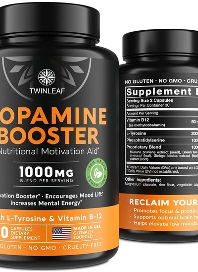 Buy Dopamine Brain Food Natural Supplement, 1000 mg Blend - Made in USA - Vitamin B 12, L-Tyrosine to Increase Motivation - Boost Your Mental Drive - 60 caps in UAE