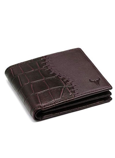 Buy Maroon Leather Wallet for Men I 4 Card Slots I 2 Currency Compartments I 1 ID Window I 3 Secret Compartments I External Card Slot I 1 Coin Pocket in UAE