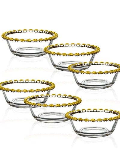 Buy Love 6 - Piece Bowl Set, Gold & Clear - 9.5x1.3 cm in UAE