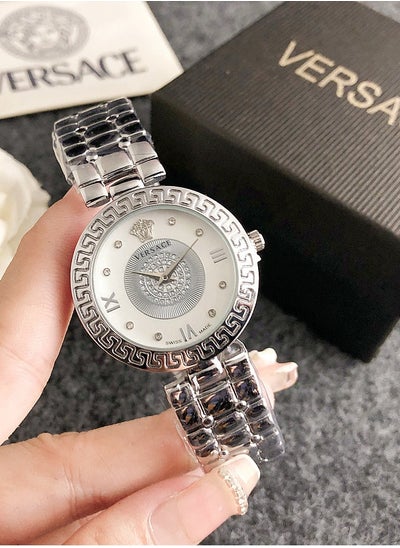 Buy Versace Women's Classic Fashion Cubic Zirconia Quartz Watch, 925 Silver Strap 33mm in Saudi Arabia